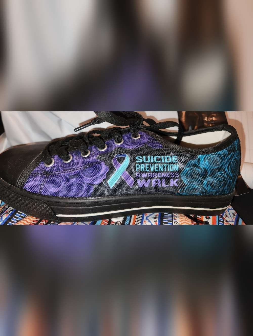 Suicide Prevention Canvas Athletic Shoe - Blue & Purple